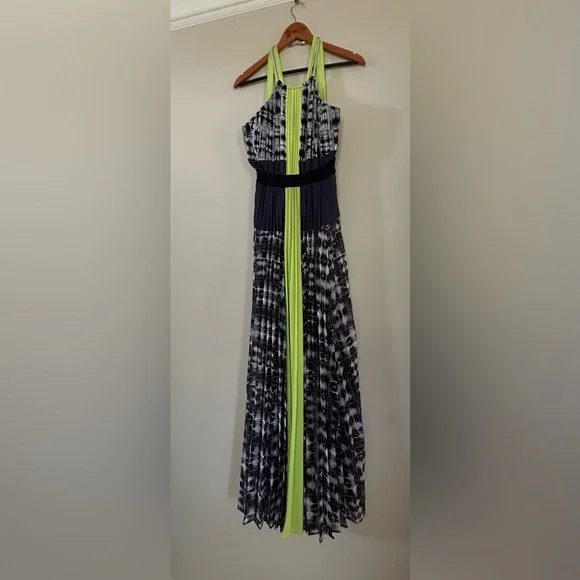 BCBG Constantine maxi dress - blue, green pleated - Picture 2 of 8